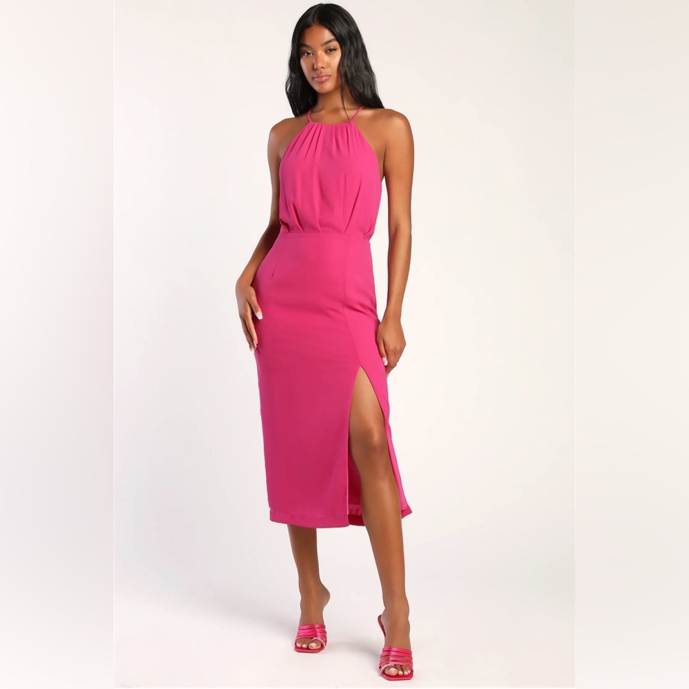 Lulus Dreamy Date Night Magenta Sleeveless Midi
Dress NWT